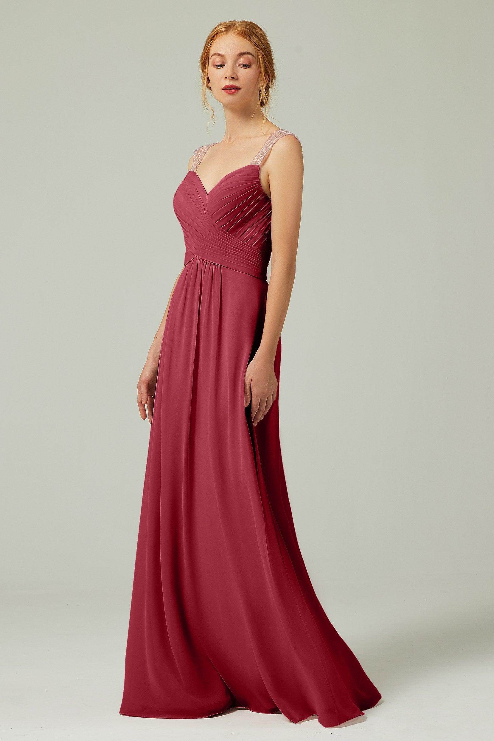 A-Line Floor Length Chiffon Bridesmaid Dress CB0316 - COCOMELODY